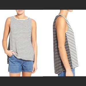 Madewell Tank Top Blue Cream Sleeveless Striped